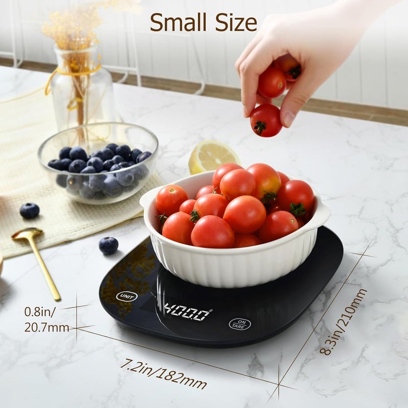 arboleaf Smart Food Kitchen Scale, 22lb Digital Food Scale with Nutritional Calculator, Smart Kitchen Weighing with App for Macro, Keto, Calorie, Cooking, Grams and Ounces, 0.1oz/0.5g，Black - Image 4